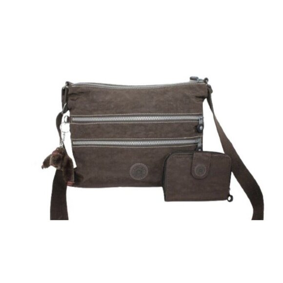 Kipling Alvar Brown Crossbody Shoulder Bag With Matching Wallet NWOT - Picture 1 of 11